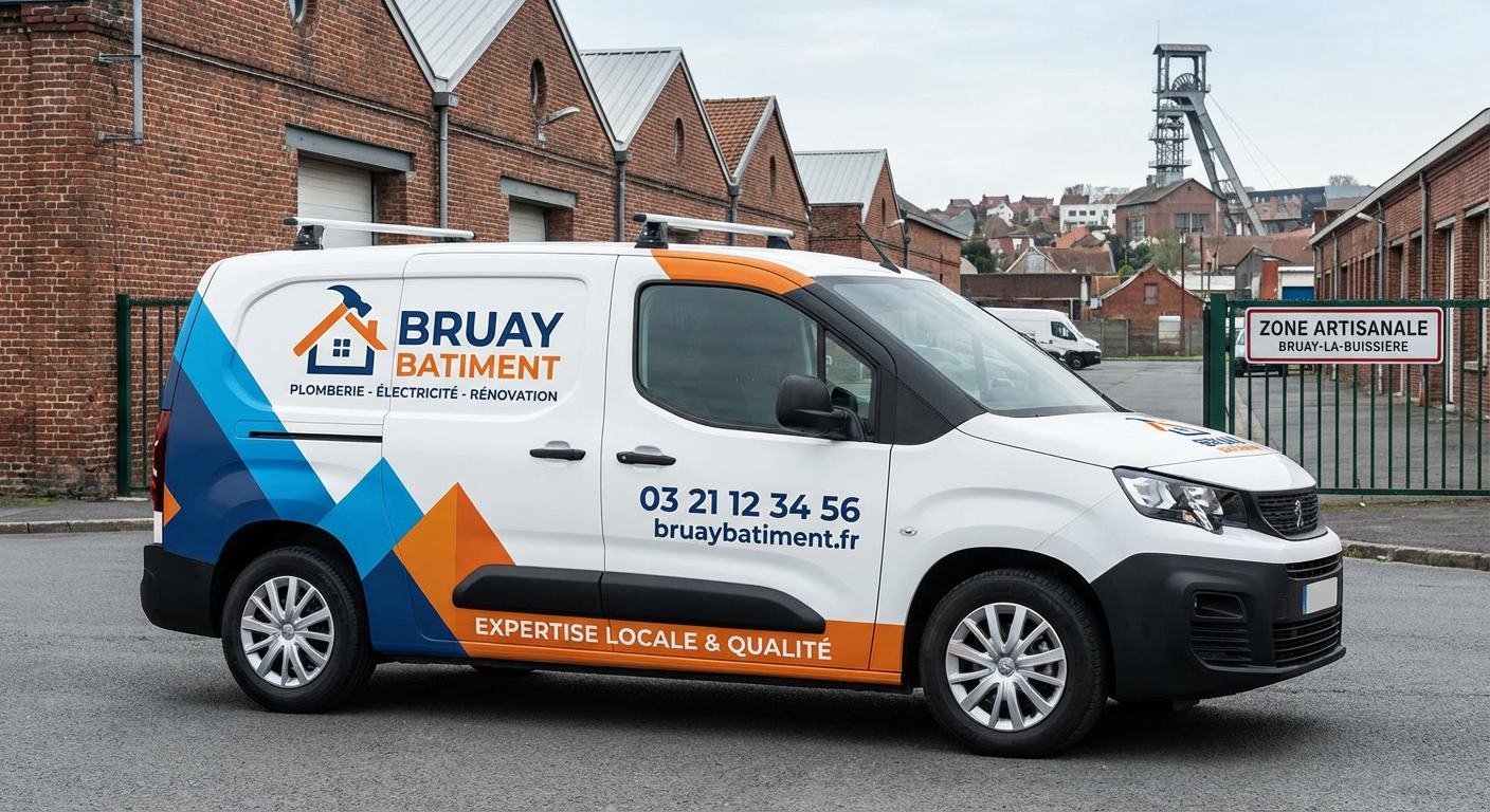 Marquage véhicule artisans Bruay : transformez vos déplacements en publicité locale efficace